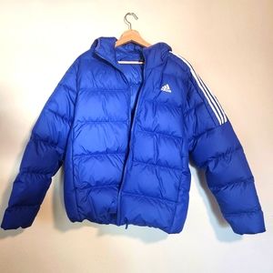 Adidas Lightweight Puffy Blue Jacket Size L